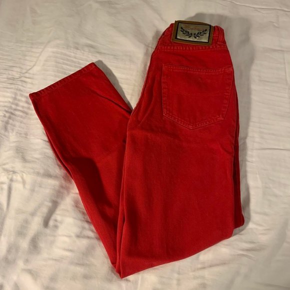 THOMAS BURBERRY (not legit) red high rise straight leg mom jeans - Picture 2 of 3